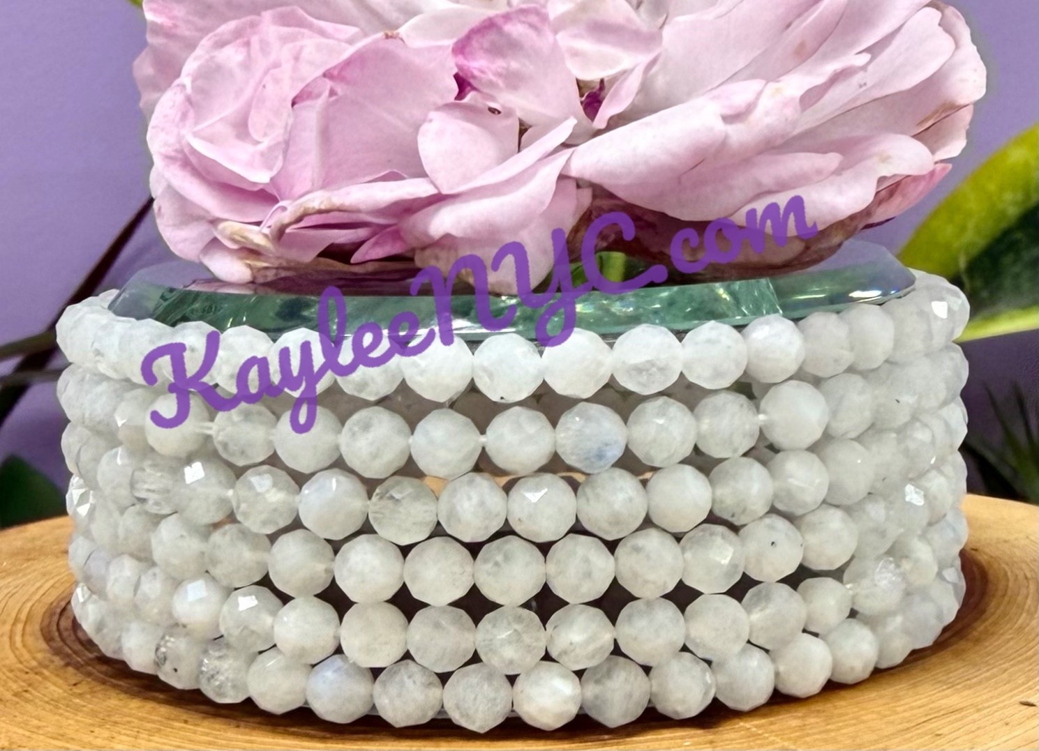 Wholesale Lot 6 Pcs Natural Faceted Moonstone 4mm 7.5” Crystal Stretch Bracelet