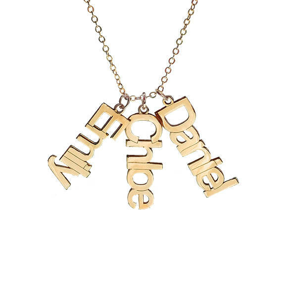 3 Names Necklace Custom Vertical Pandent Custom Bar Three English Name Jewelry