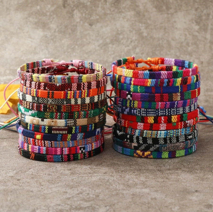 24pcs Bohemian Woven Friendship Bracelets Set Colorful Cloth Art for Men Women