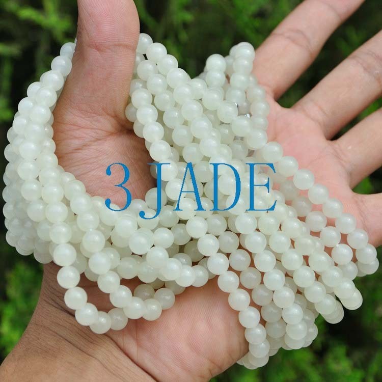 A Grade Hetian White Nephrite Jade Beads Necklace, w/ Certificate