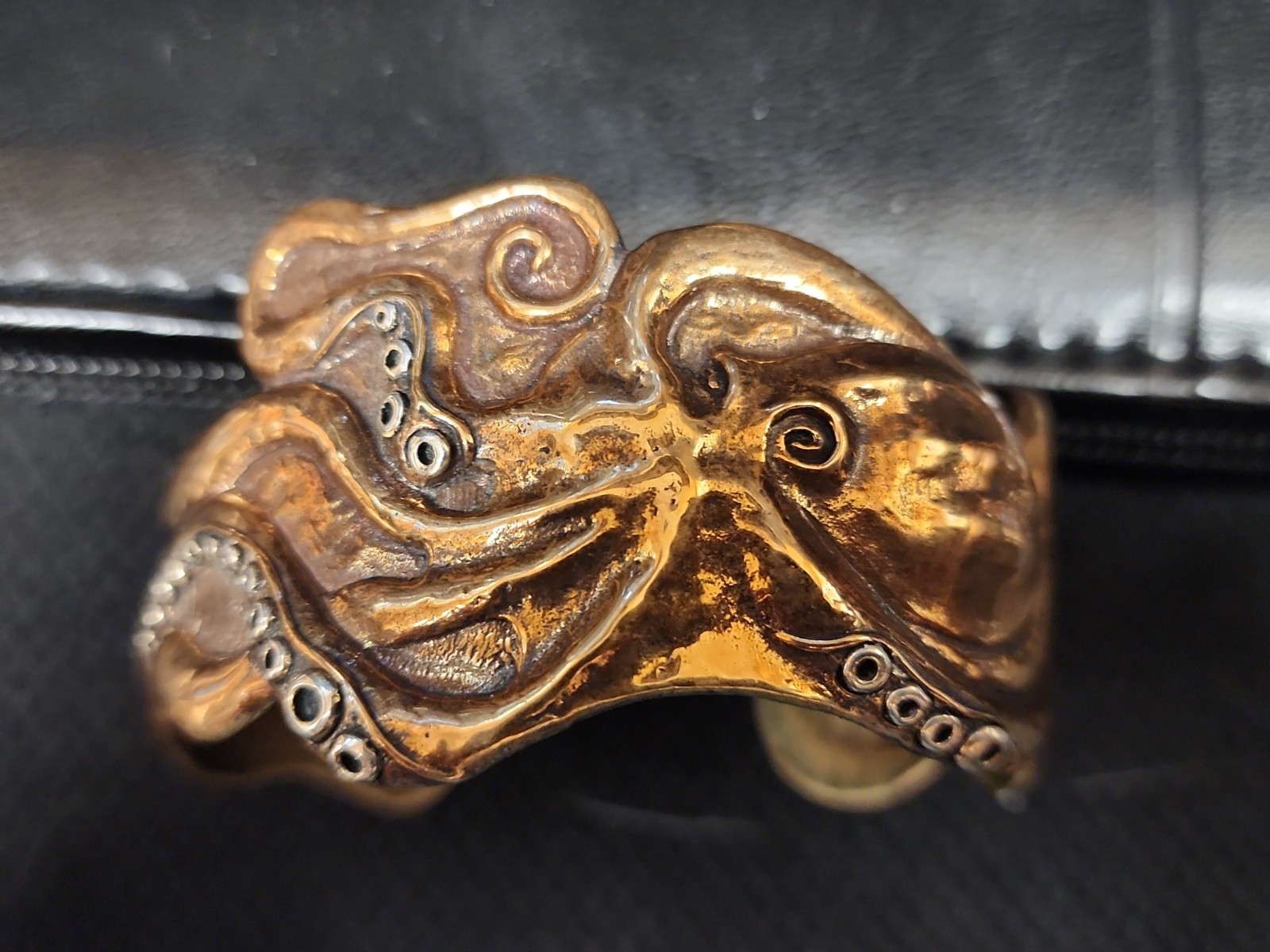 Octopus Cuff Bracelet in Bronze with Silver Accents
