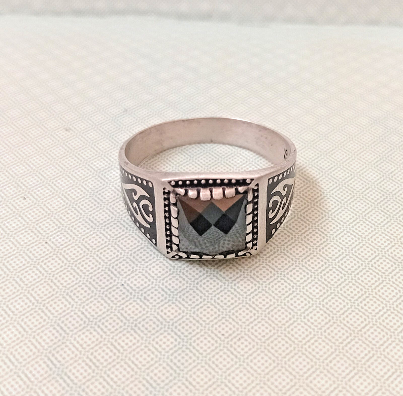 Silver Ring men’s Purity 925 Black Onyx Stone Ottomen Style size 11.5