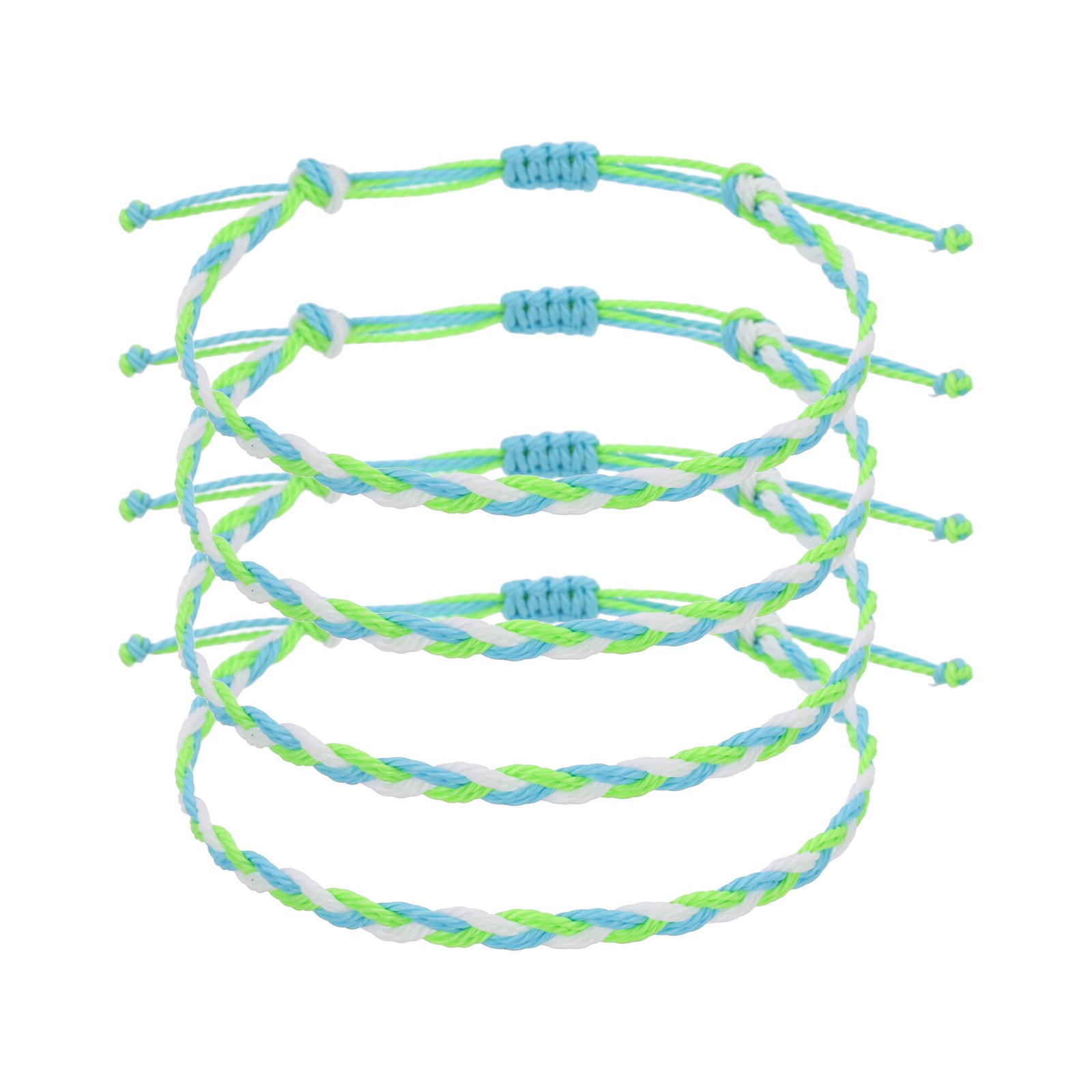 4Pcs Braided Rope Bracelets, Woven String Bracelets, Tricolor Neon Green