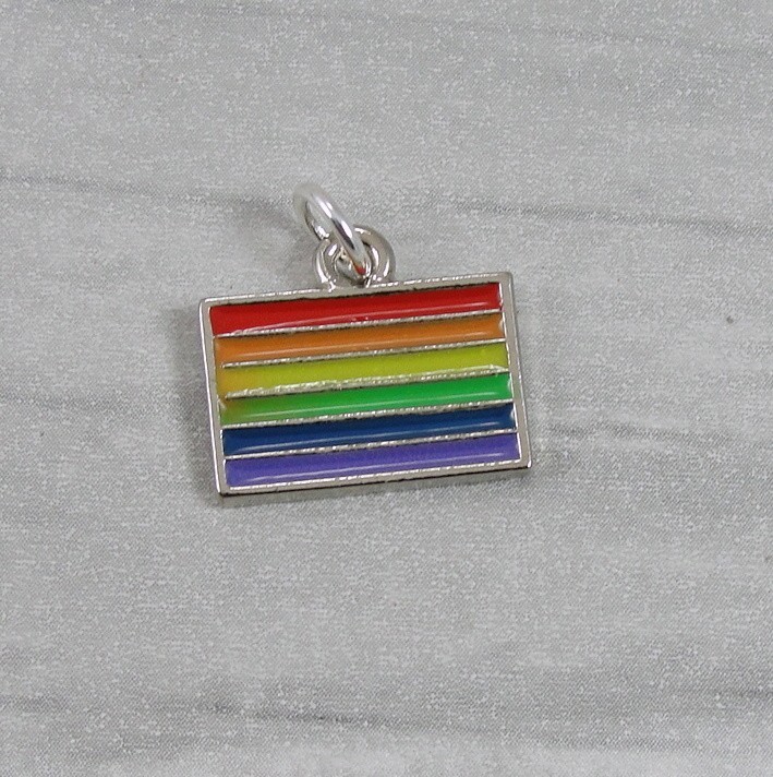 Silver Plated Pride Flag Charm – Rainbow Flag Gay Pride LGBTQ Pendant NEW