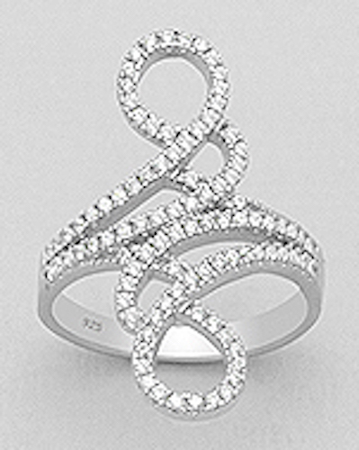 Solid Sterling Silver CZ Knuckle Ring 19mm Wide 4.04g Size 6