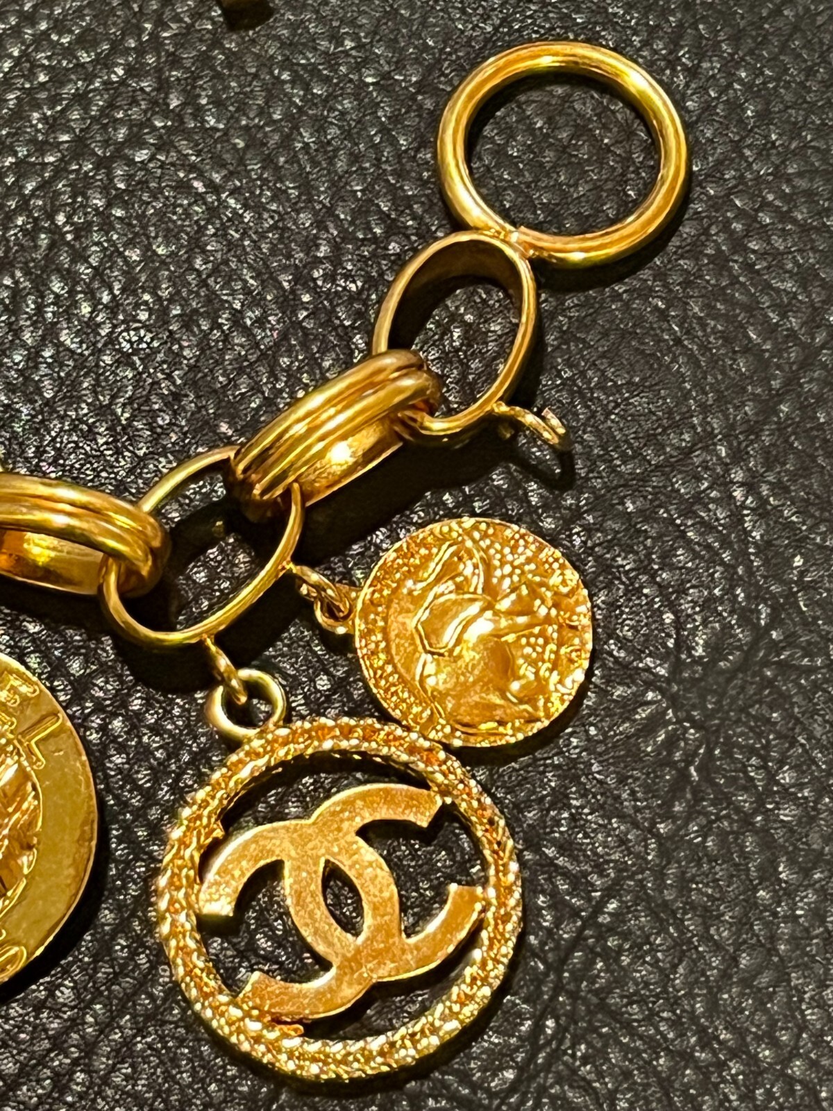CHANEL Bracelet Bangle AUTH Coco Mark chain Logo Vintage Rare GOLD Icon 93A F/S