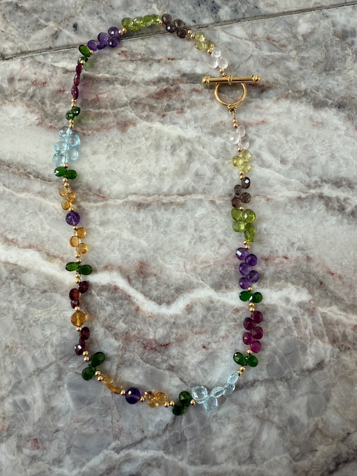 semi precious stoned gold plated 16″ necklace STUNNING!