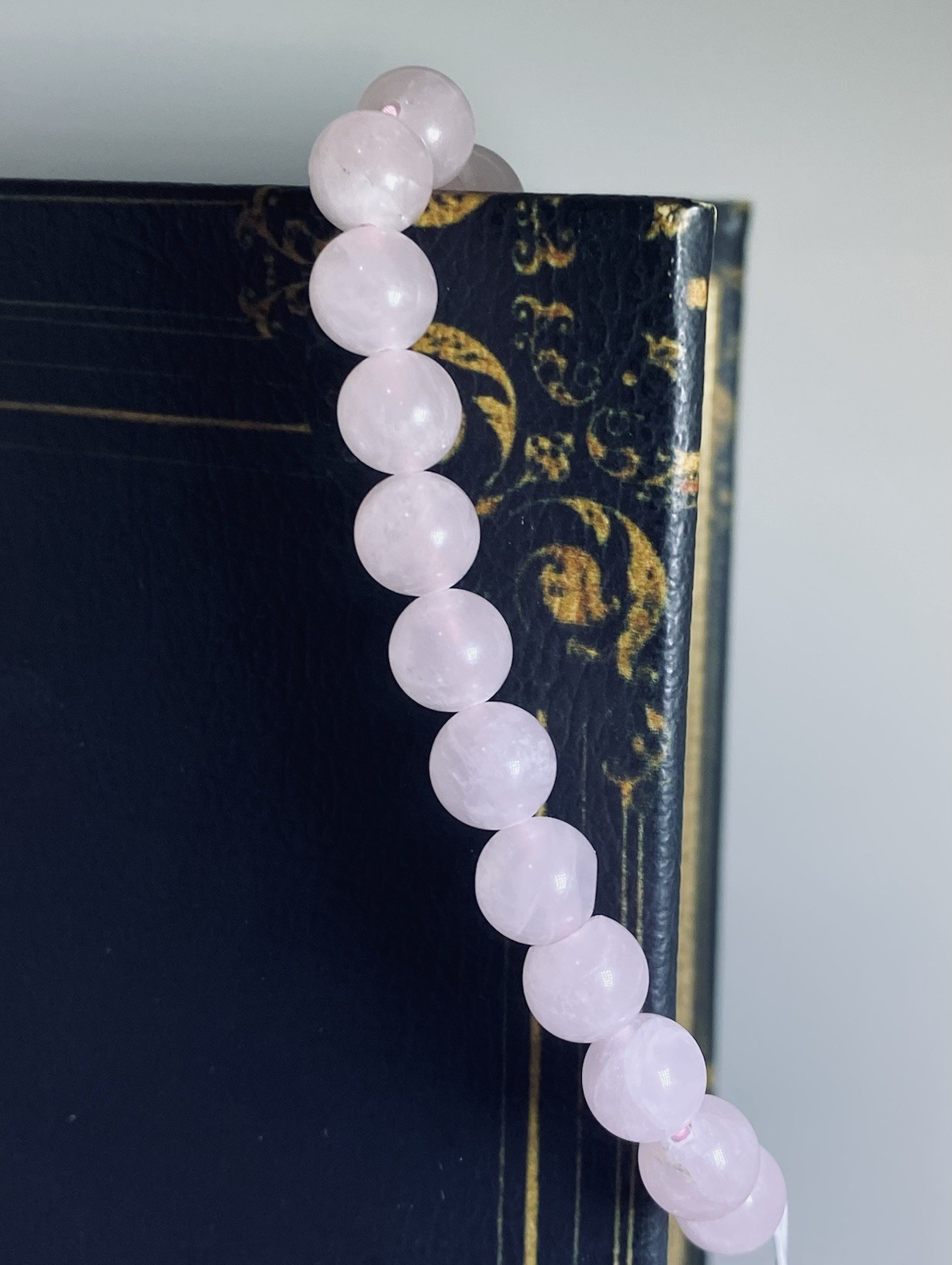 Rose Quartz Pink Round Bead Stretch Bracelet, No Clasp, Less Than 8 in