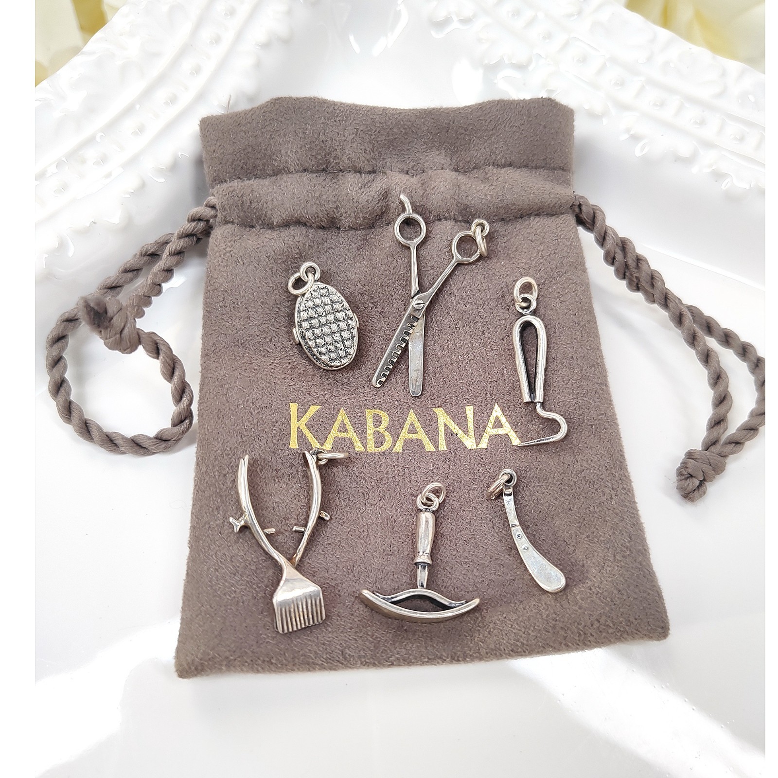 New Kabana Set 6 Horse Grooming Charms 925 STERLING SILVER Equestrian Series 12g