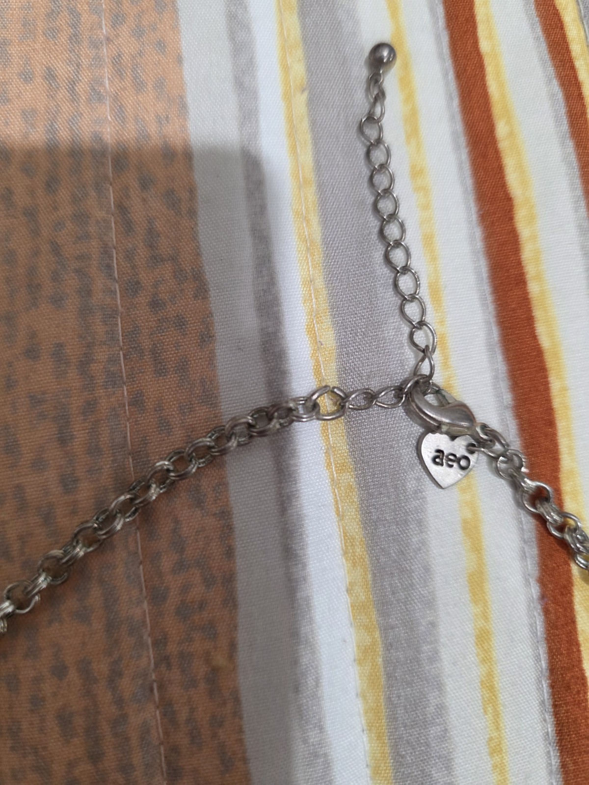 American Eagle Cable Chain Necklace Clear Oval Stones Adjustable Signed