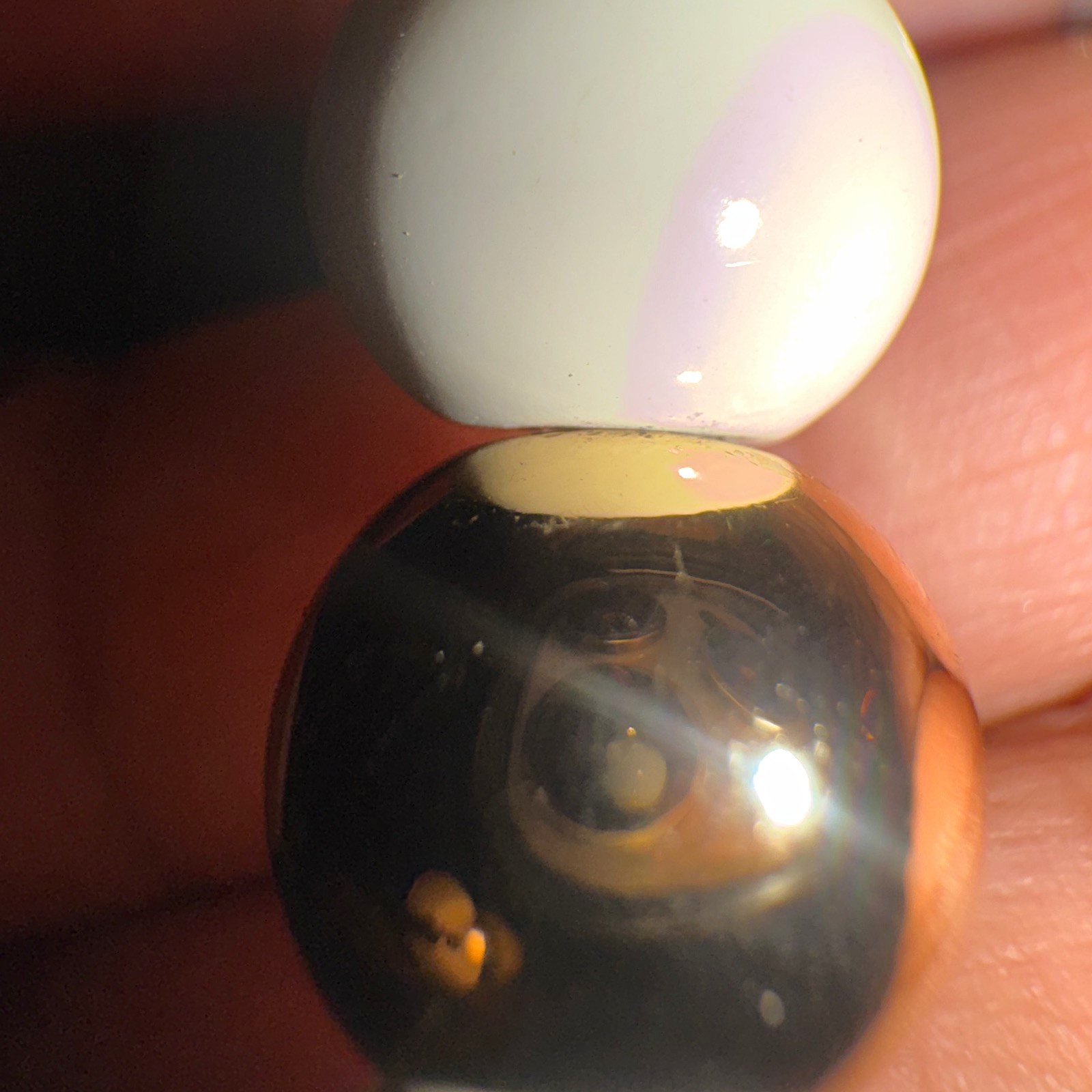 Gold White Round Bead Stretch Bracelet No Clasp Metal Plastic Ball Bead Chain