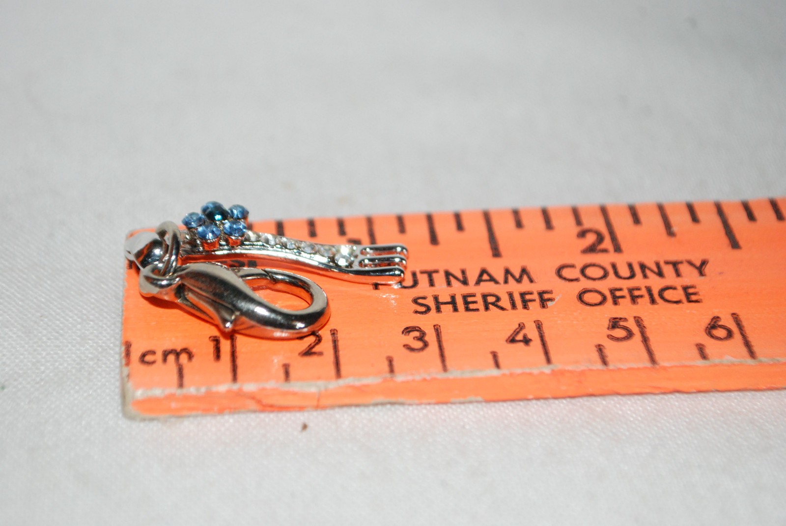fork charm blue stones silver tone lobster hook dangle charm bracelet
