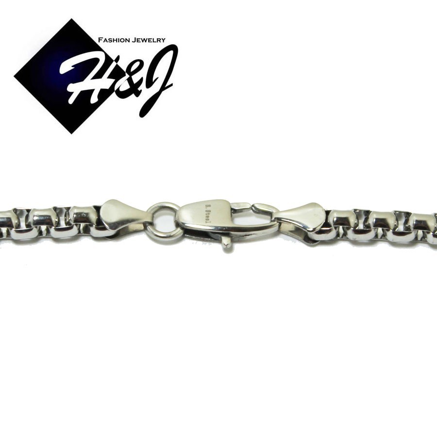 18-40″MEN Stainless Steel 5mm Silver Box Link Chain Gold Plated Cross Pendant*K
