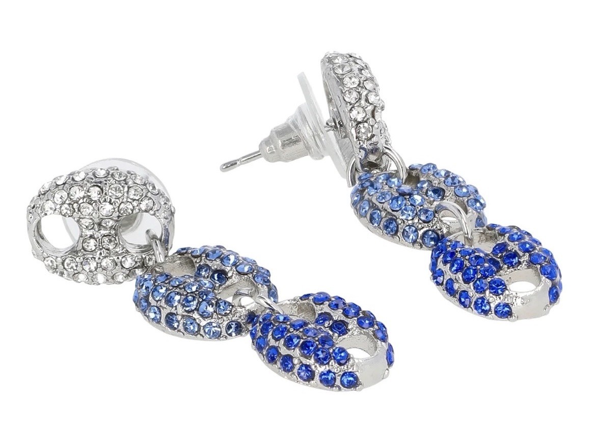 No Boundaries Hypoallergenic Dangle Drop Earrings Silver Blue Metal Push Back