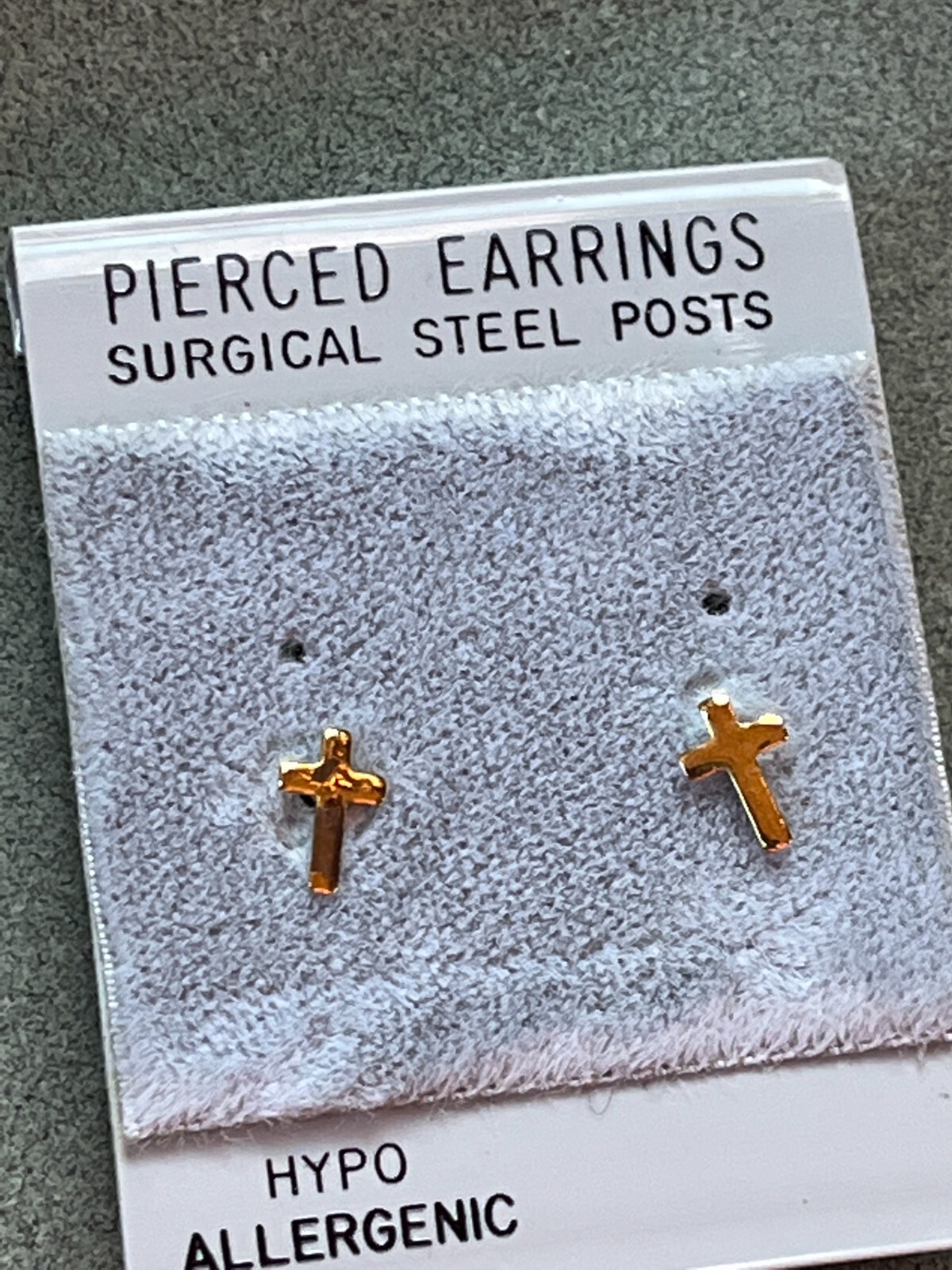 Vintage Dainty Simple Goldtone Religious Cross Post Earrings for Pierced Ears –