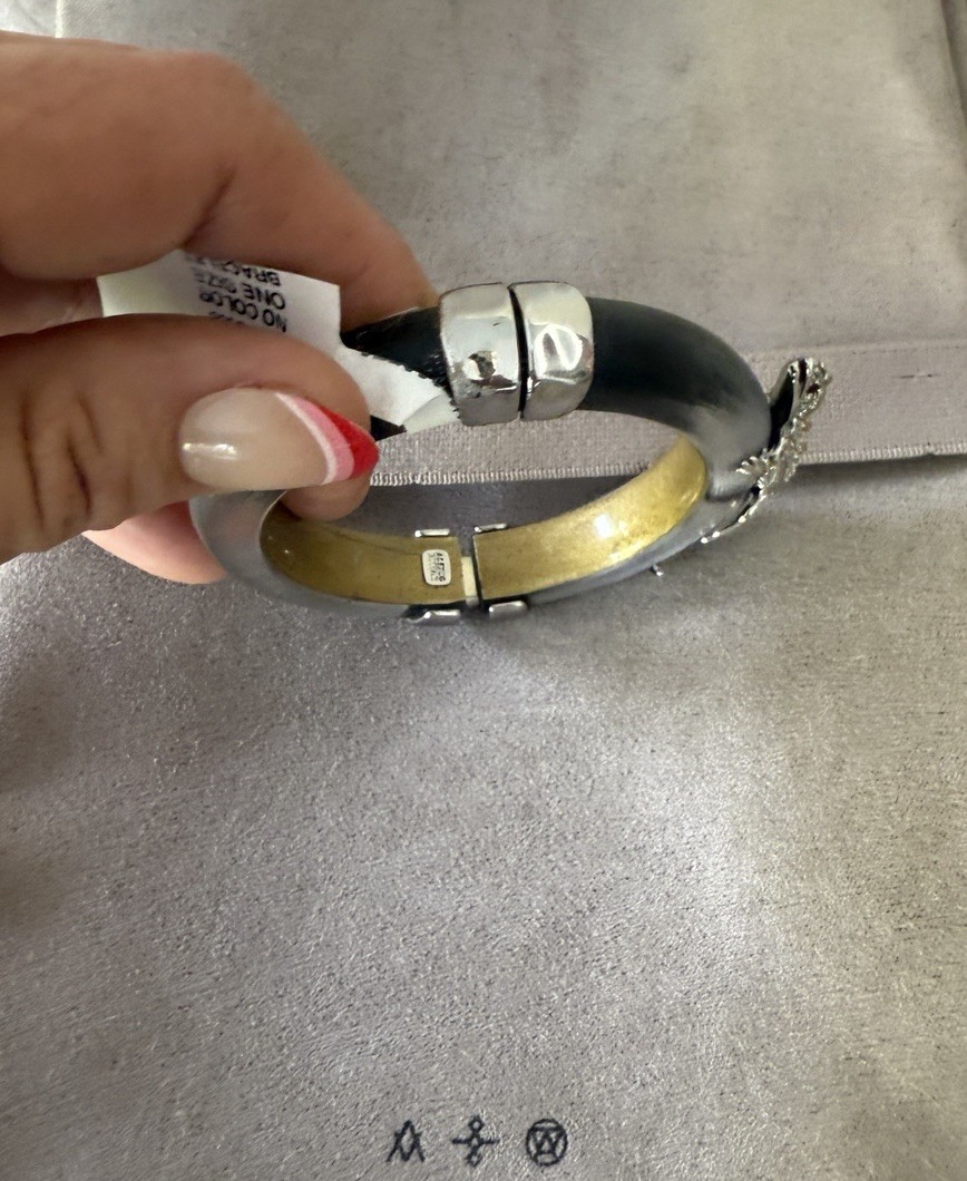 100% Authentic Alexis Bittar Crystal Lizard Black Lucite Hinge Bracelet $295