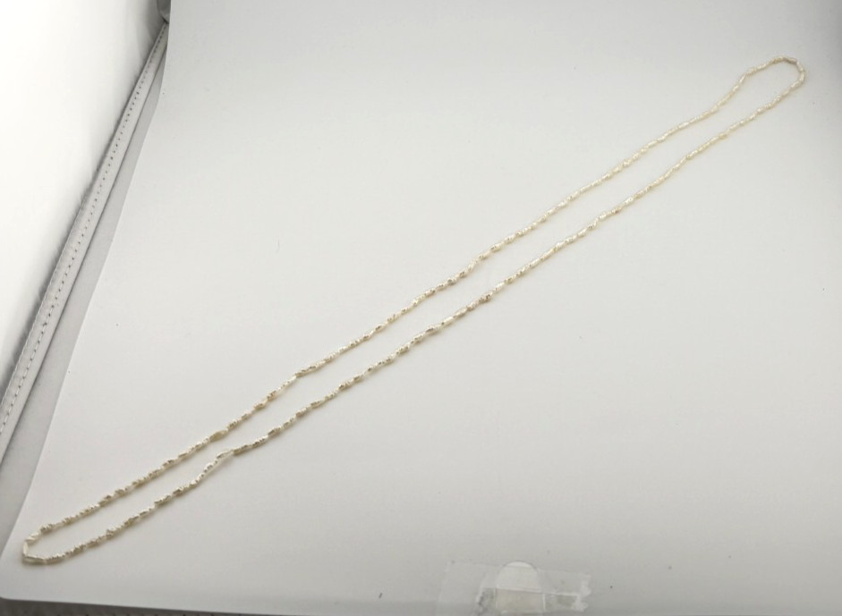 36in White Freshwater Small 2-3mm Rice Potato Pearl Necklace Single Strand
