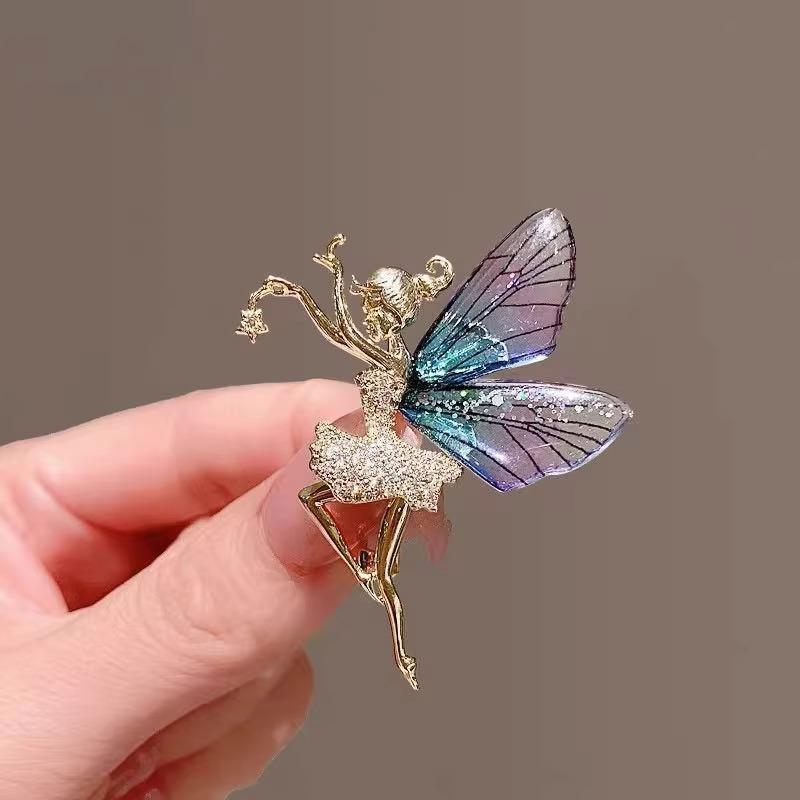 Vintage Art Nouveau Style Fairy Beauty Brooch Shawl Pin Pendant Luxery Jewelry