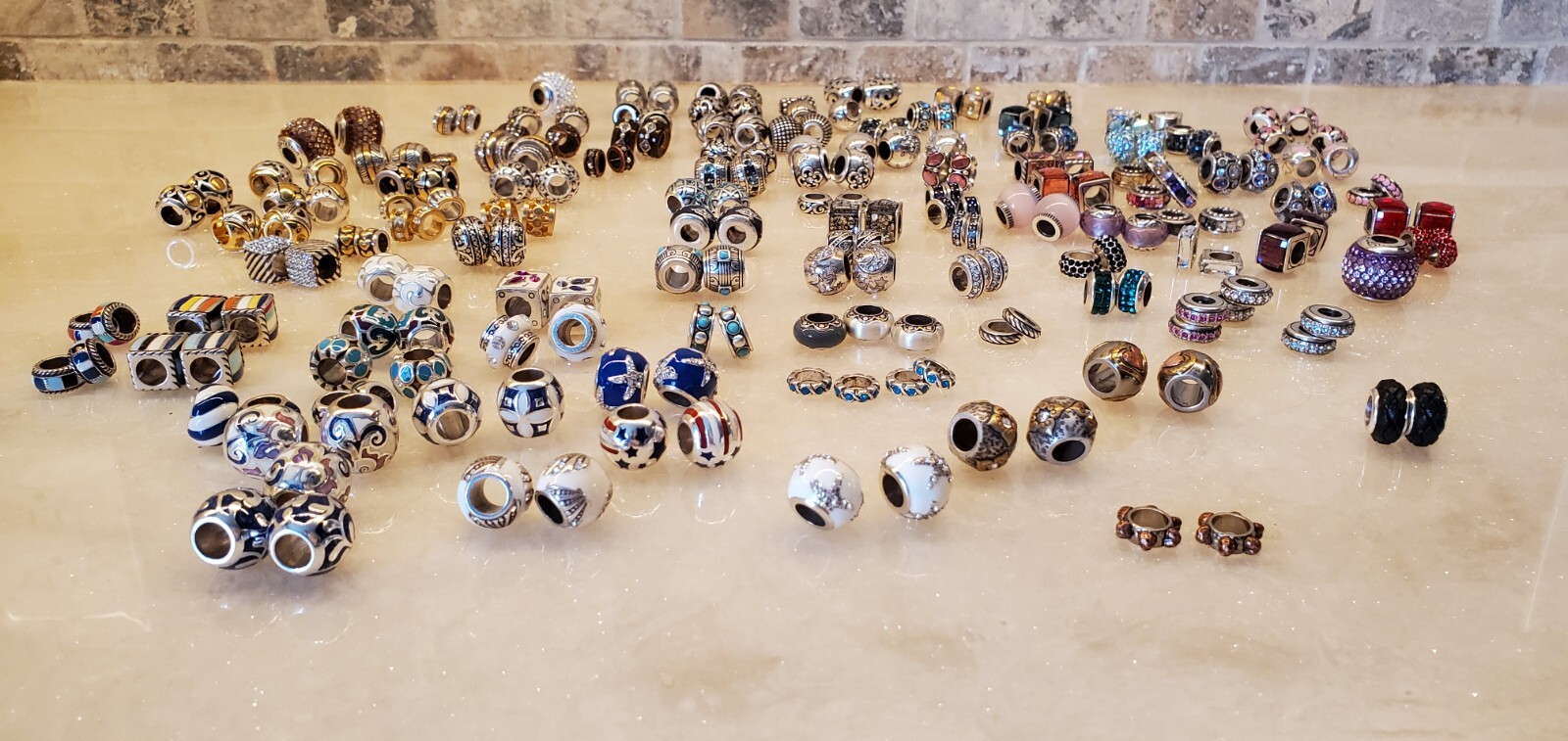 HUGE LOT Brighton Beads SOLD BY EACH Silver Tone Stoppers Heroes Metallics Rare