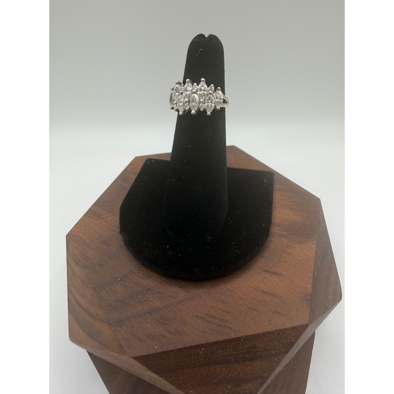 DQCZ Sterling Silver Marquise Diamonique Cluster Statement Ring Size 5