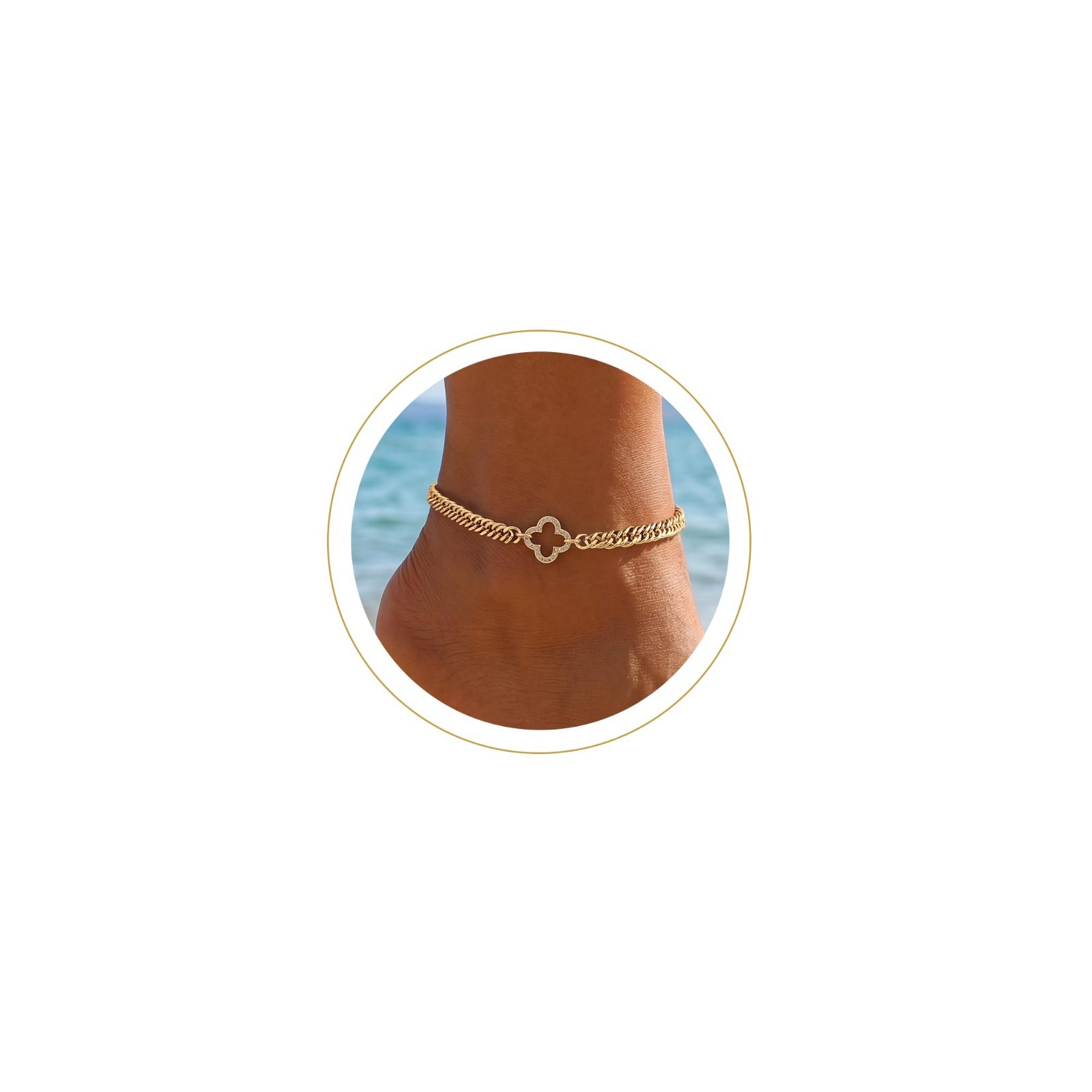 Trendy Waterproof Gold Ankle Bracelets for Women – Chunky Cuban Link Anklet Jewe
