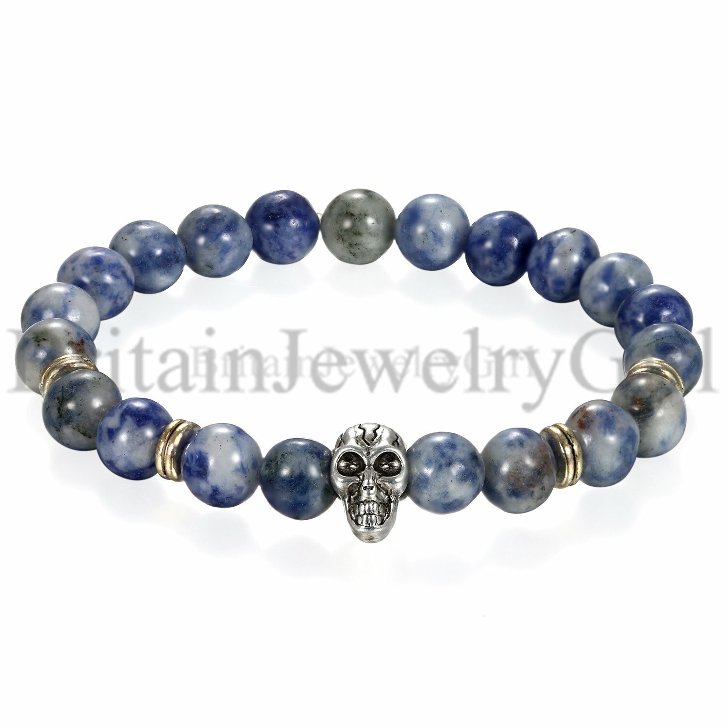1-3pcs Skull Dragon Crown Tiger Eye Stone Beaded Elastic Bracelet for Men Women