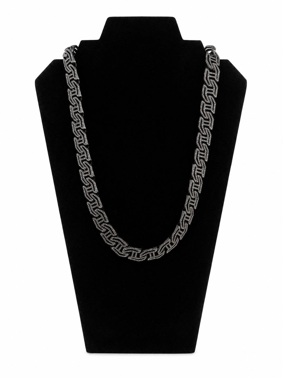 Gunmetal CZ & Moissanite Statement Chain Necklace