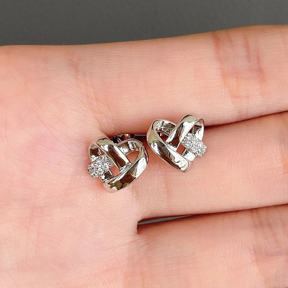 Huitan Eternity Love Earrings Ear Stud Piercing Silver Color/Gold Color Fashion