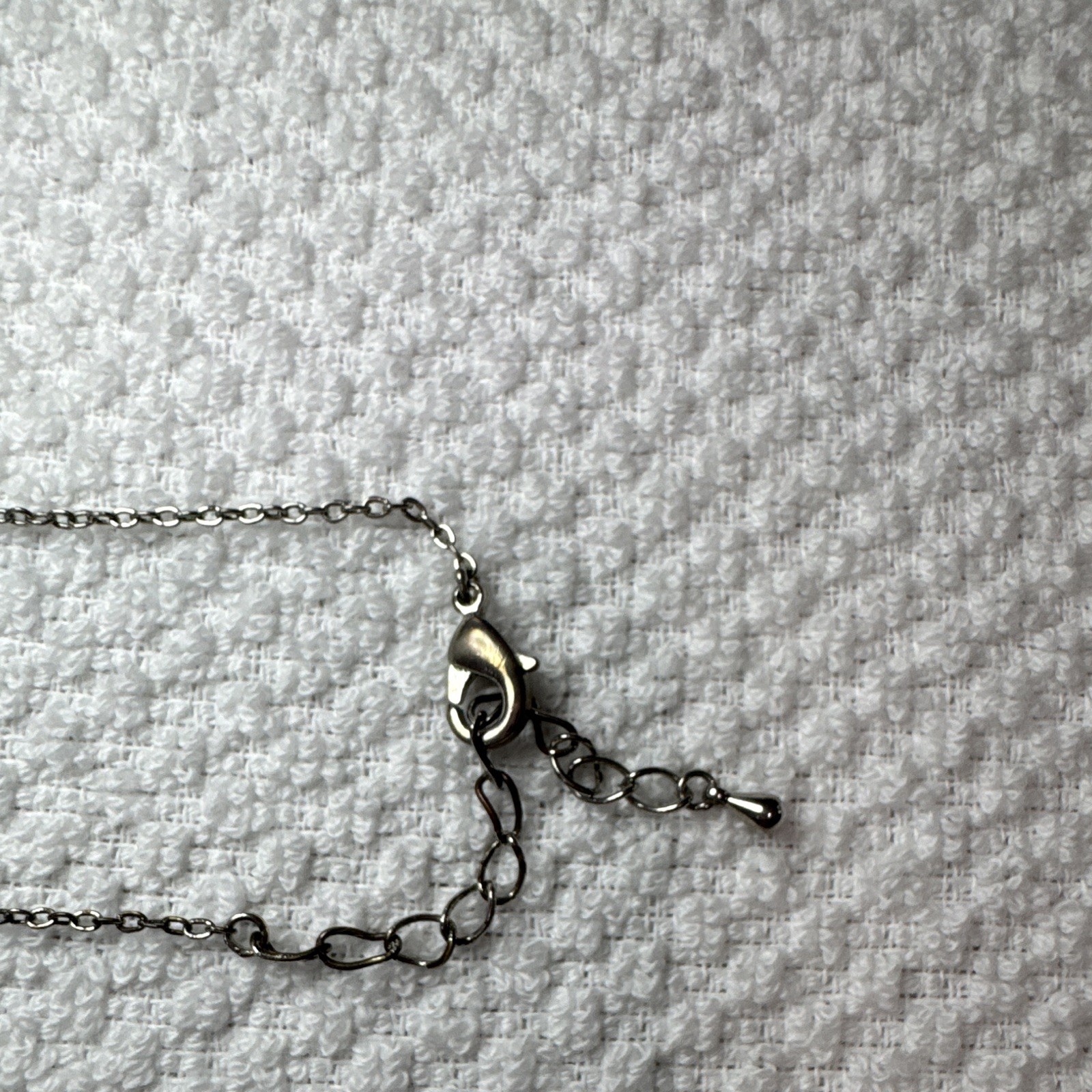 Silver-Tone Metal Square Clear CZ Pendant Necklace, Cable Chain