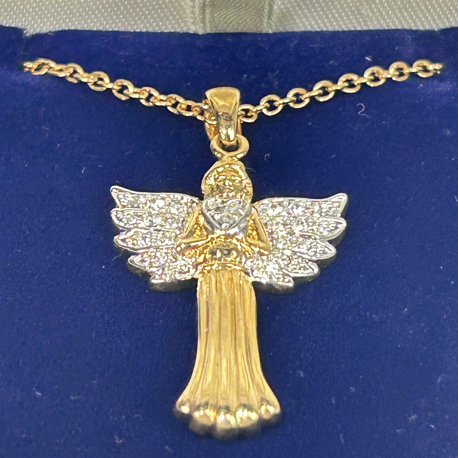 Brooks & Bentley 18 Carat Gold Plated Angel Necklace With Diamanté Boxed
