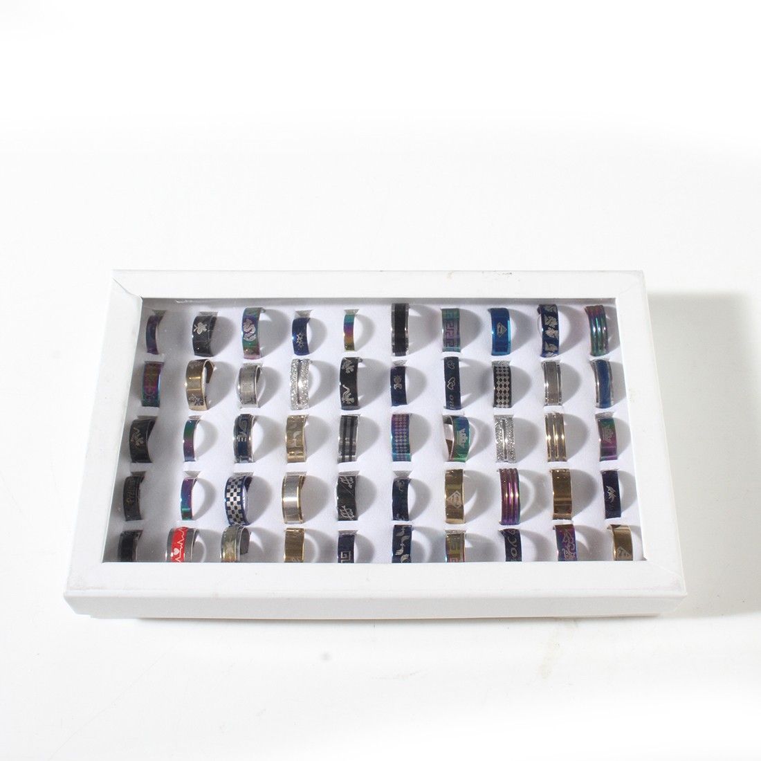 Wholesale 50pcs Mix Stainless Steel Rings Jewelry Women Charm Party Gift Finger