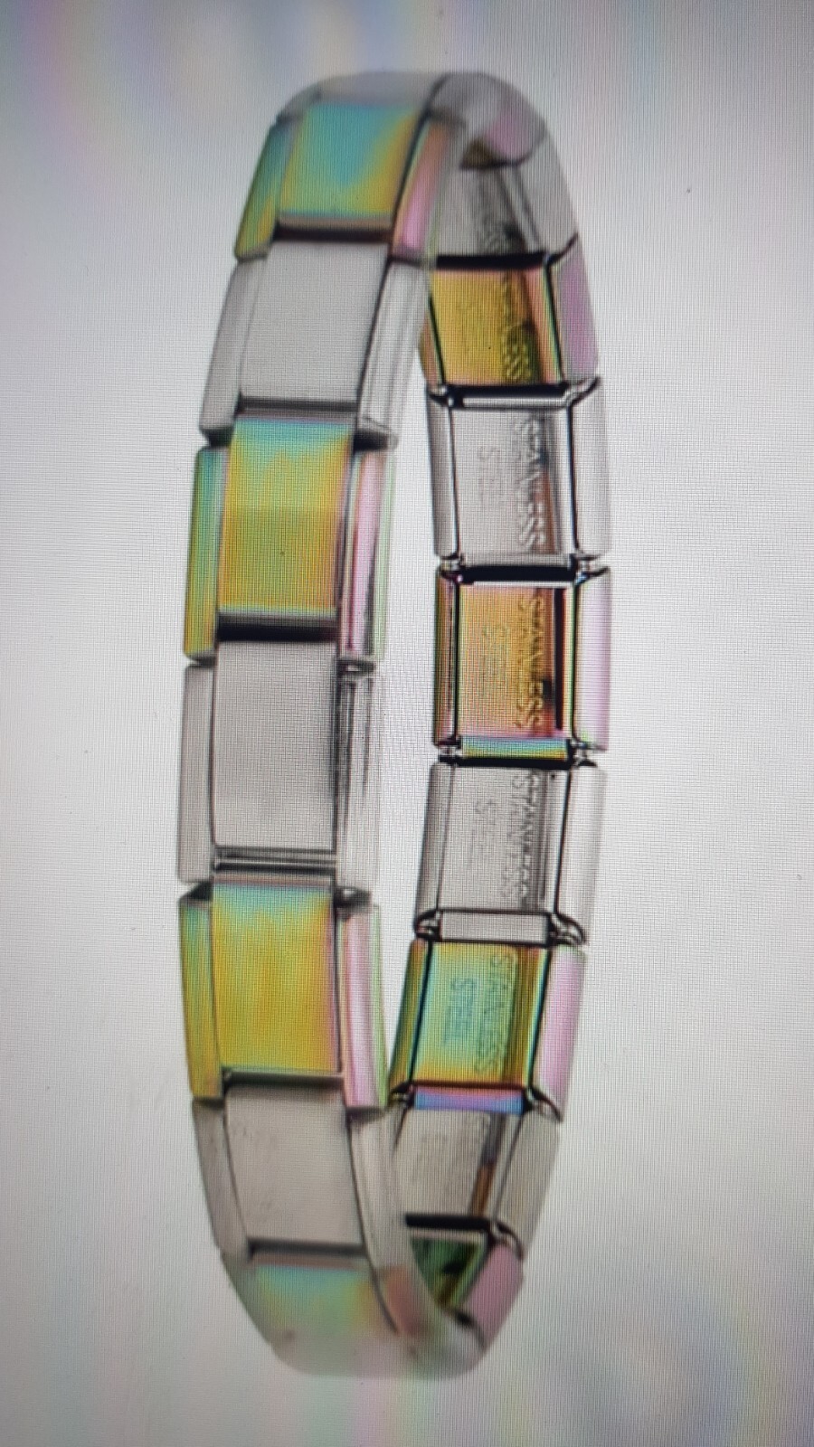 RAINBOW/STAINLESS STEEL 9mm bracelet compatible with all Italian charm brands.