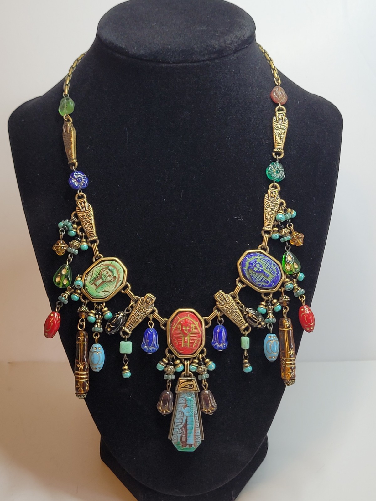 Sweet Romance Egyptian Goddess Pharaoh Collar Necklace Signed