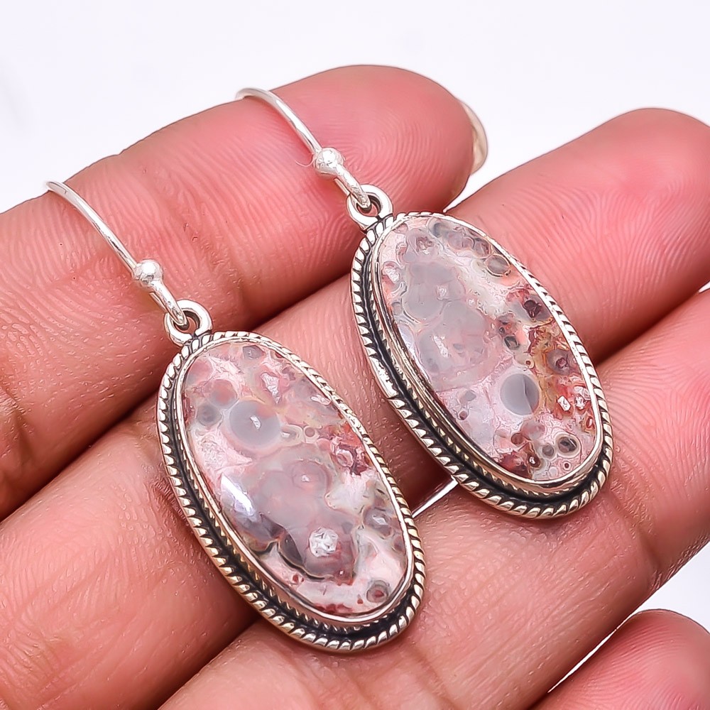 Asteroid Jasper 925 Sterling Silver Handmade Earring 1.76″, Christmas Gift
