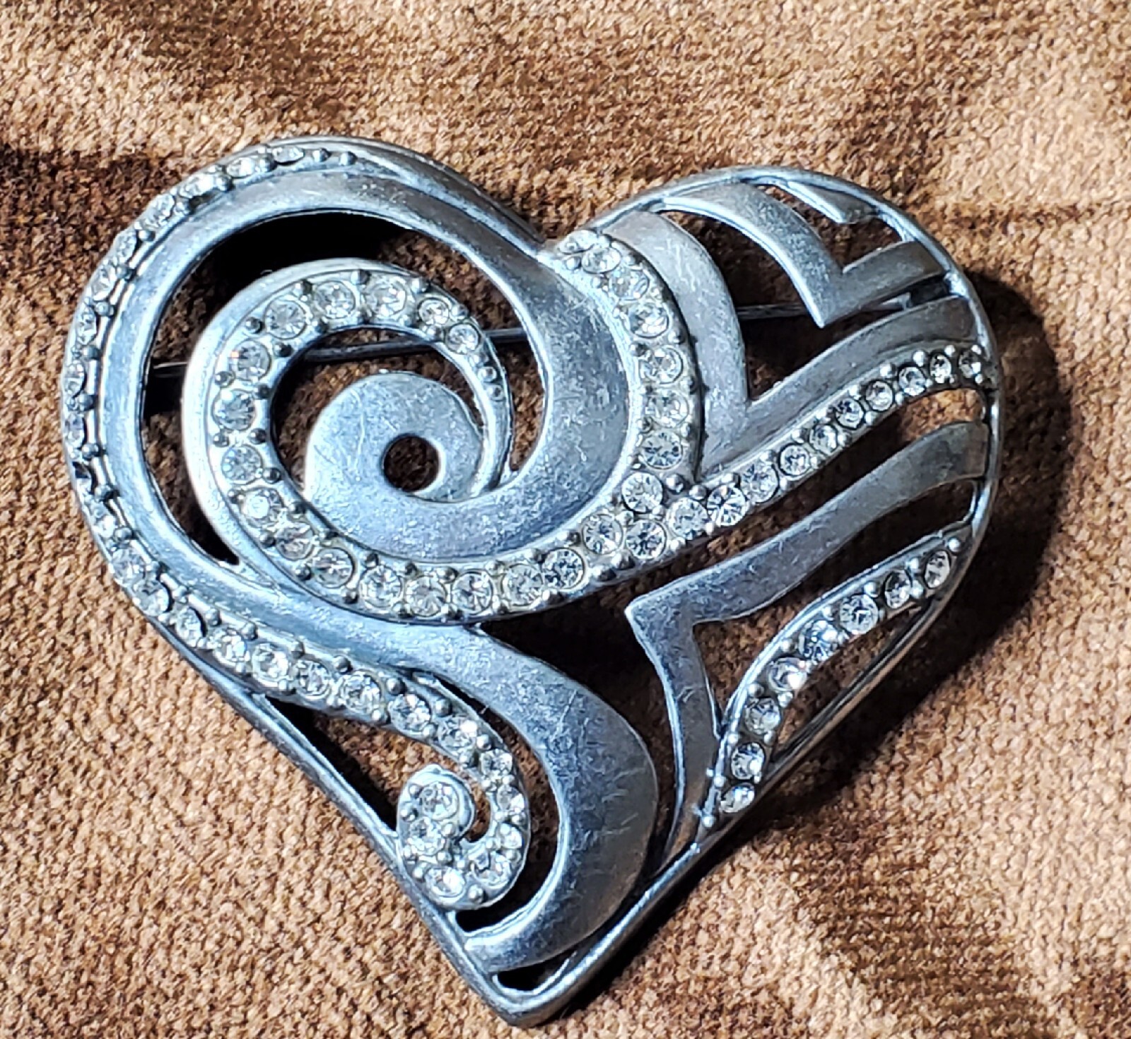 Chico’s Large Silvertone Have a Heart Brooch Pin Circa 2008 Signed