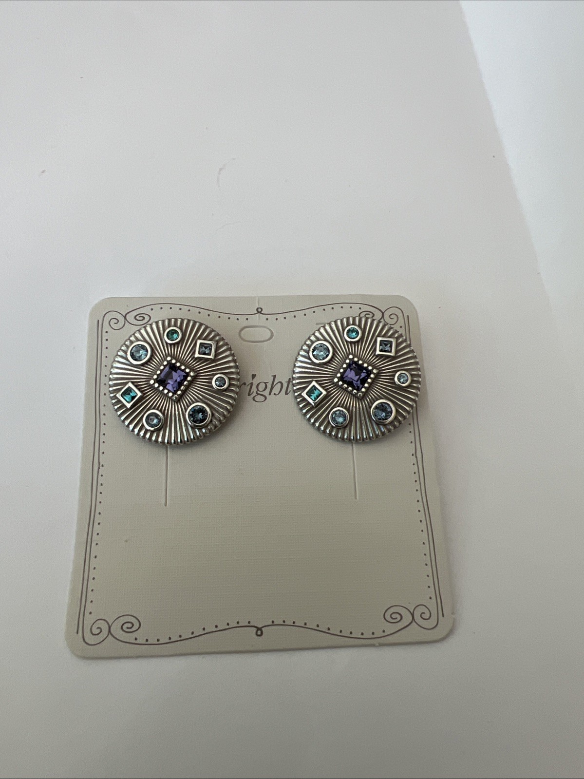 Brighton Post Earrings Halo Rays Tanzanite Purple Blue Crystal NWT