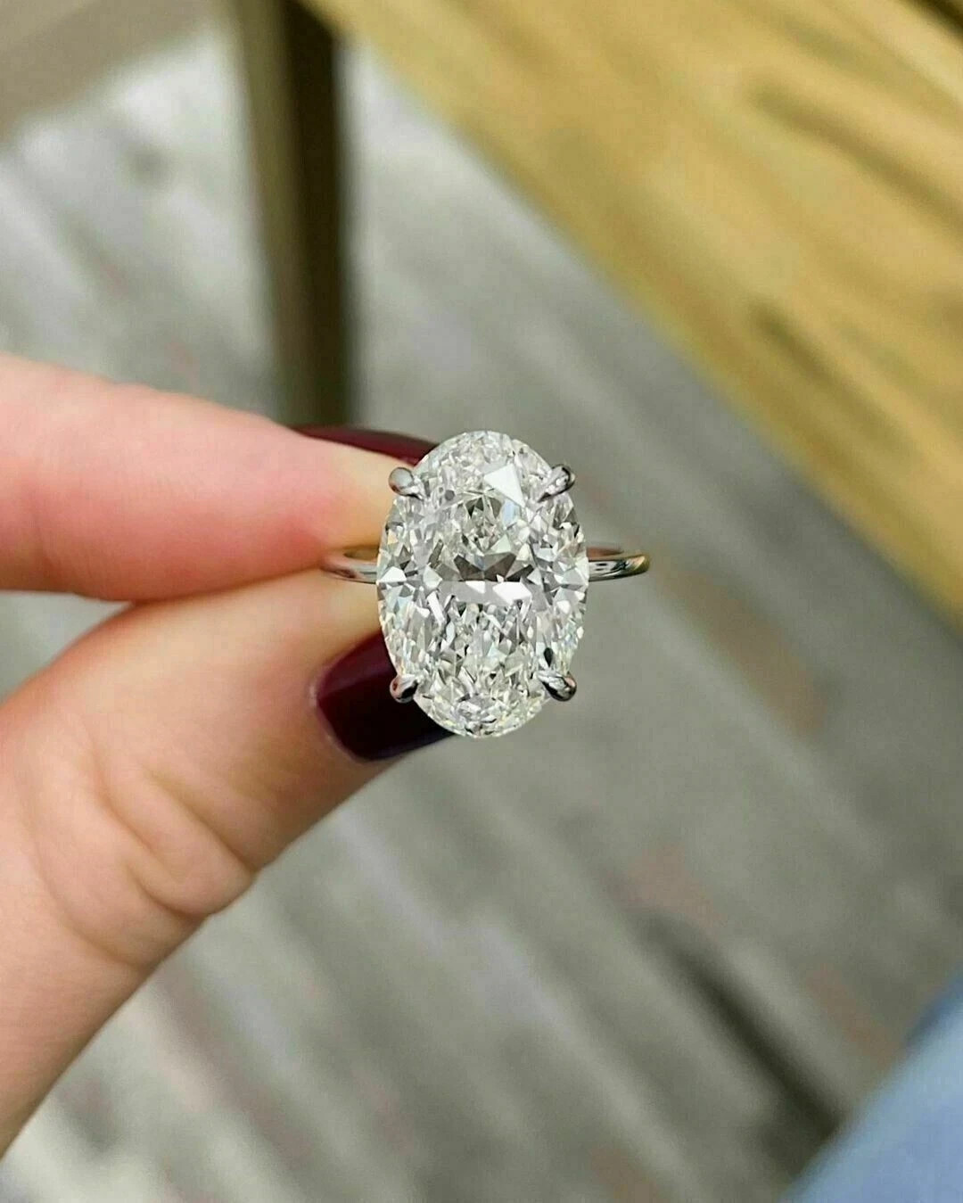 Solitaire 2.00 Ct Oval Cut Off White Treated Diamond Ring 925 Sterling Silver