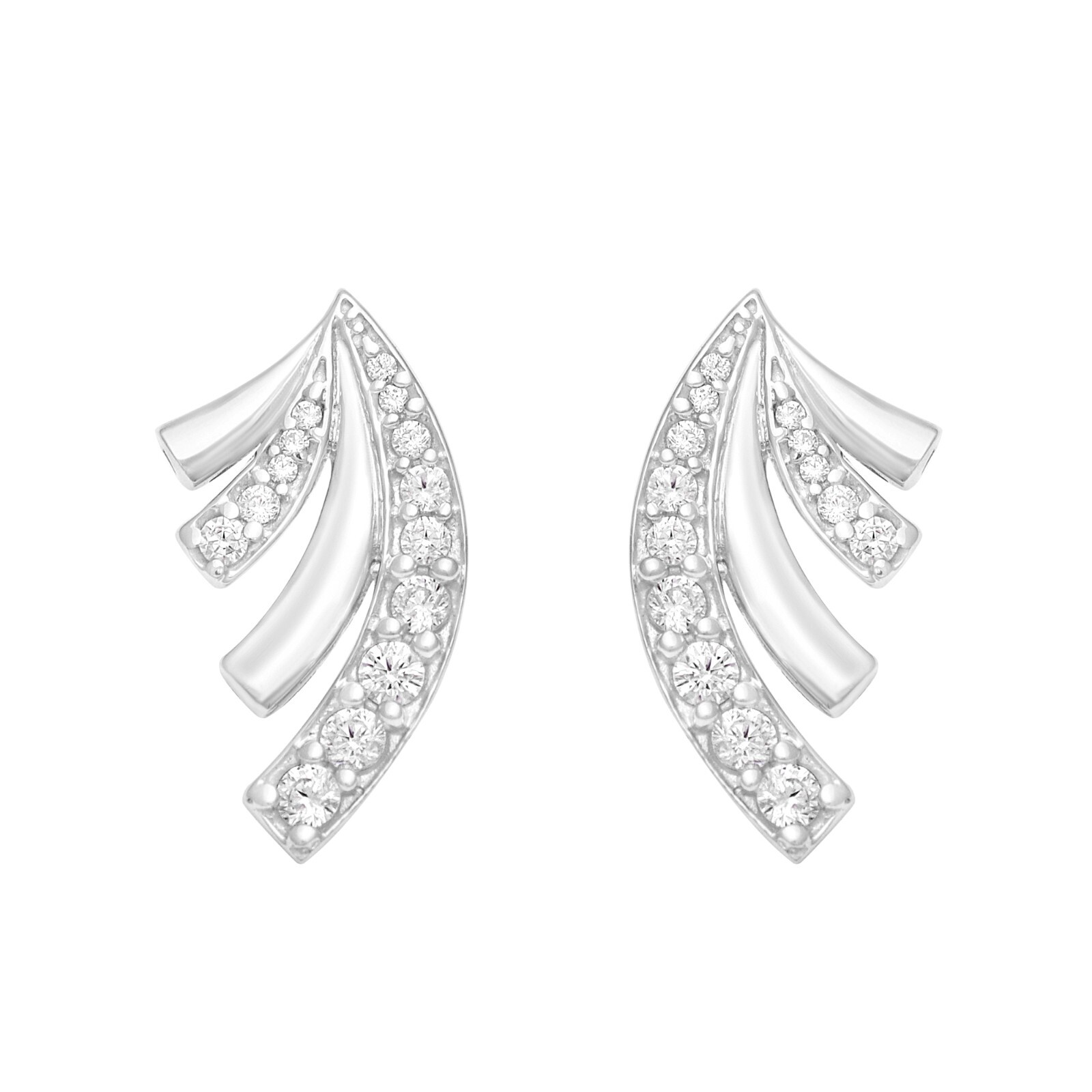0.93 Ctw Round Shape White Zircon 925 Sterling Silver Stud Earrings For Women