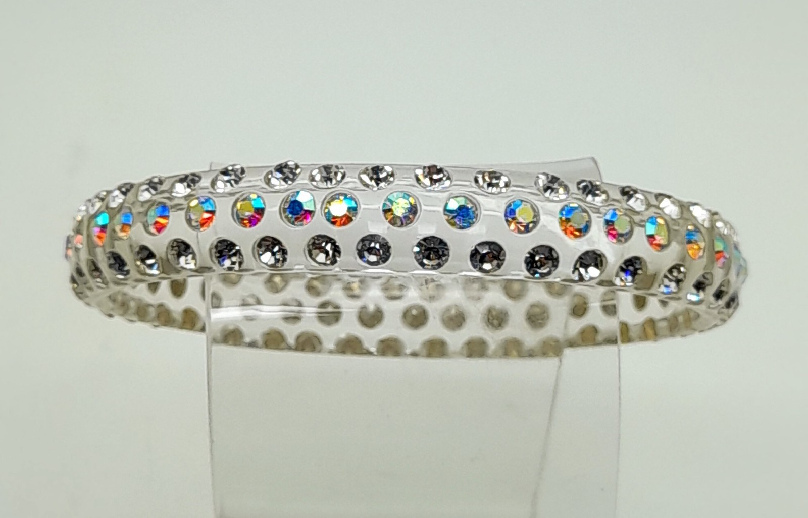 Transparent clear round Plastic clear & ab rhinestone fashion bangle bracelets