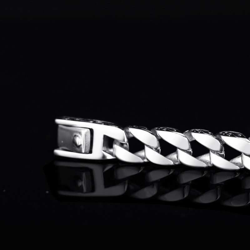 MENDEL 8 Inch Mens Motorcycle Biker Cuban Link Chain Bracelet Stainless Steel