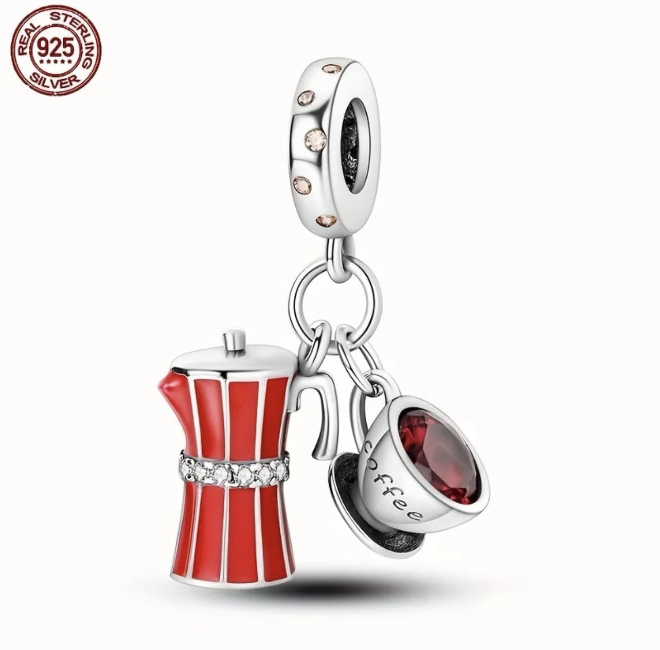 925 STERLING SILVER 4D COFFEE CUP PERCOLATOR PENDANT CHARM G127
