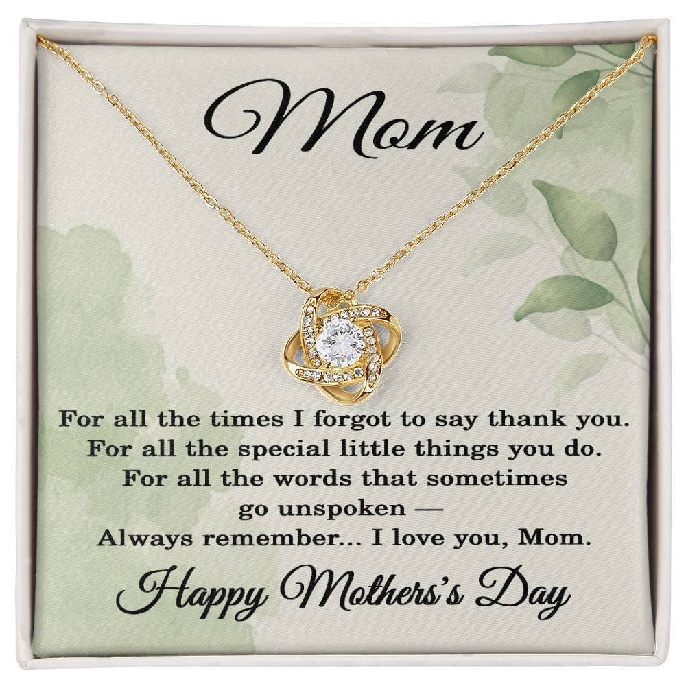 Mother’s Day Love Knot Necklace for Mom – Heartfelt Thank You Gift for Mom with