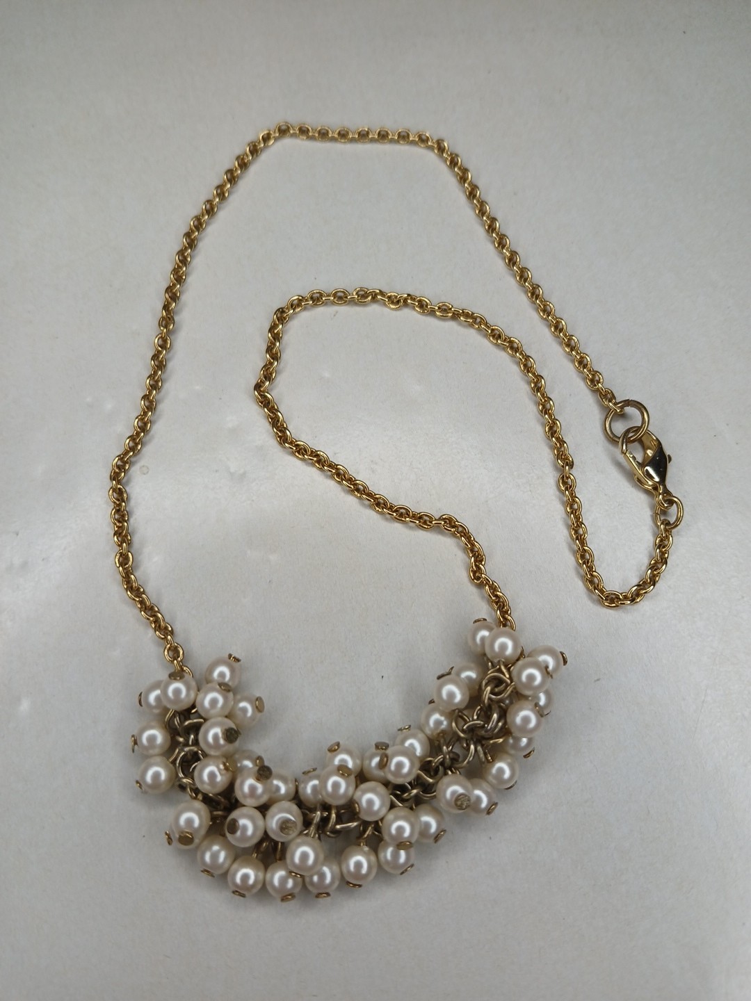 Gold Plated Brass Necklace With Cluster Seed Pearls Bridal Necklace 9.3 Grams