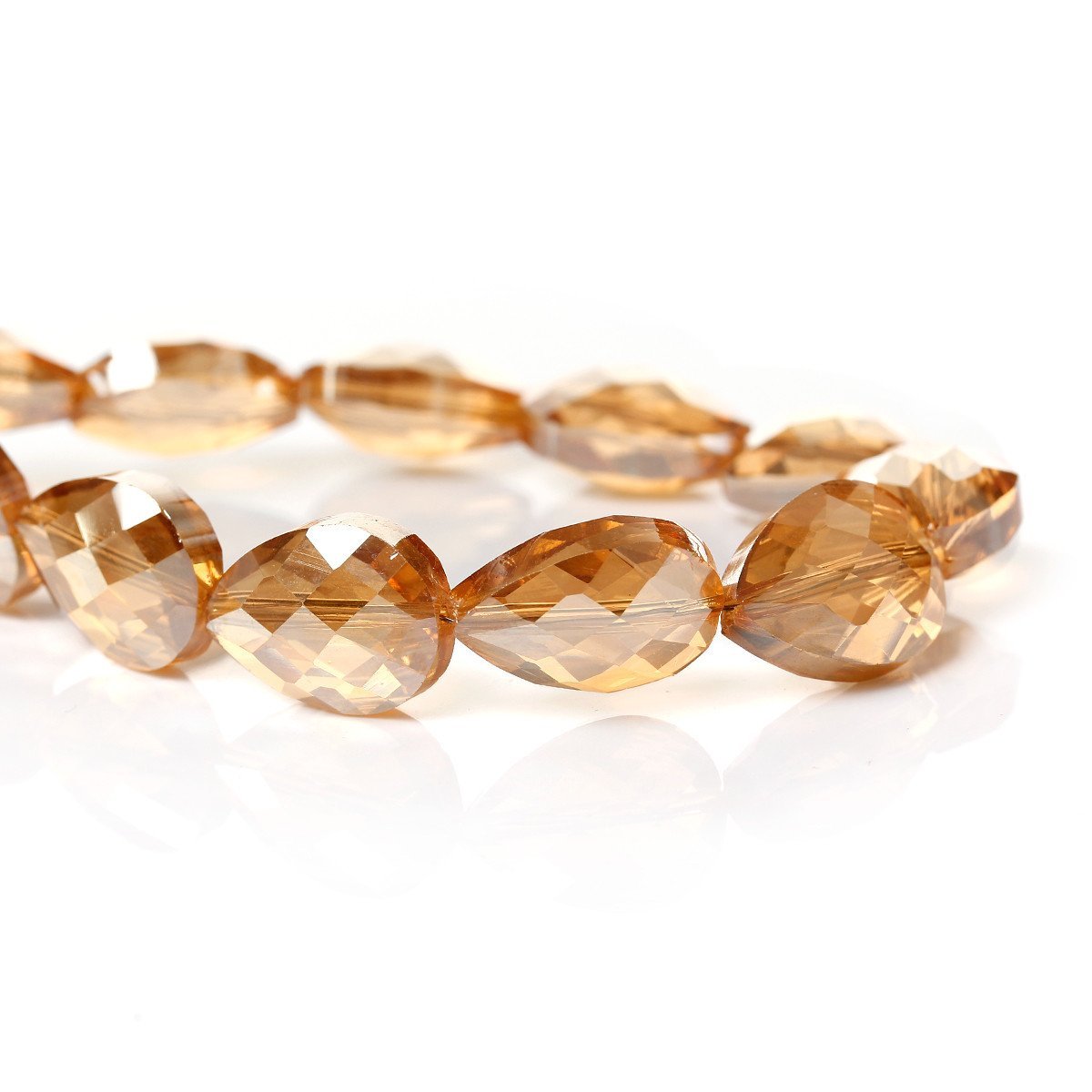Sexy Sparkles 1 Strand Teardrop Glass Loose Beads Faceted Smoke Yellow 18mm Appr