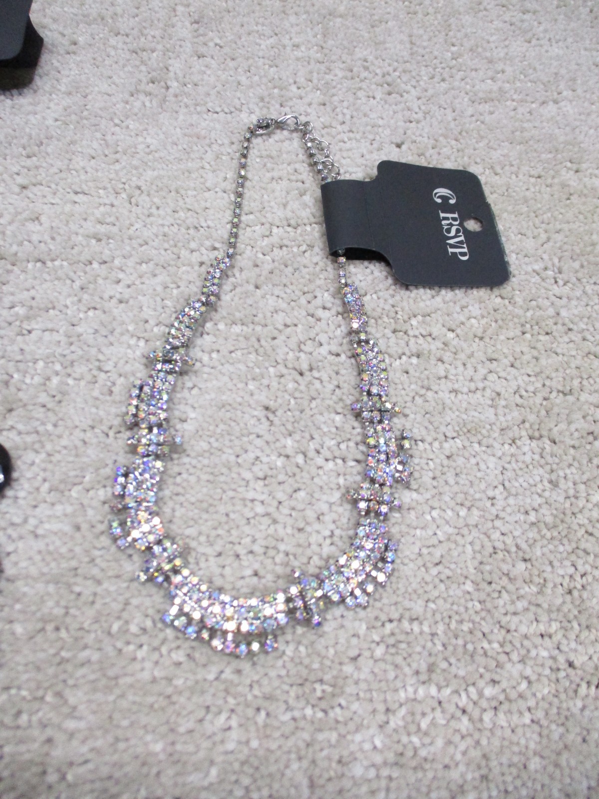 APT 9/ C RSVP Jewelry Necklace Lot Of 2 Black Stone Rhinestone NWOT