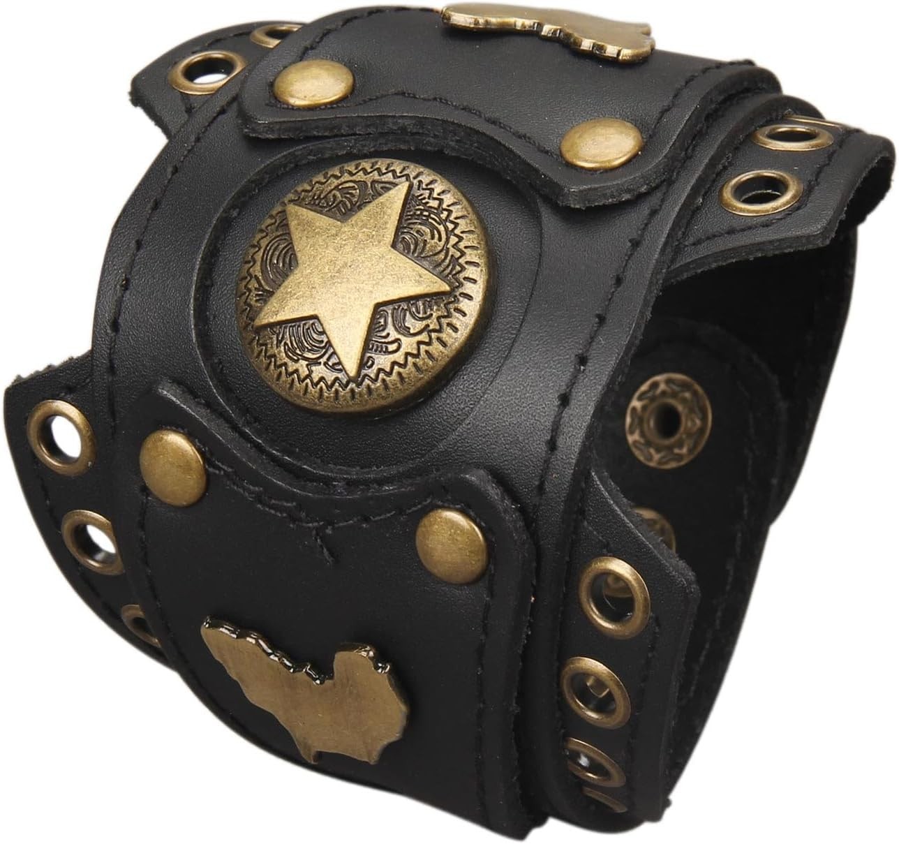 Punk Leather Cuff Bracelet Adjustable Straps Wrap Bracelets Arm Armor Cuff Gothi