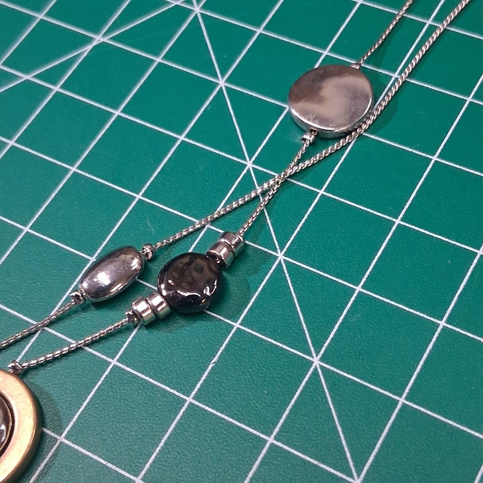 Stainless Steel & Brass Gyroscope Design 2-Tier 20” Snake Chain Necklace