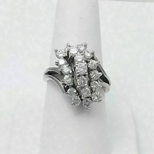 3Ct Simulated Diamond Waterfall Cluster Cocktail Ring White Gold Plated Silver