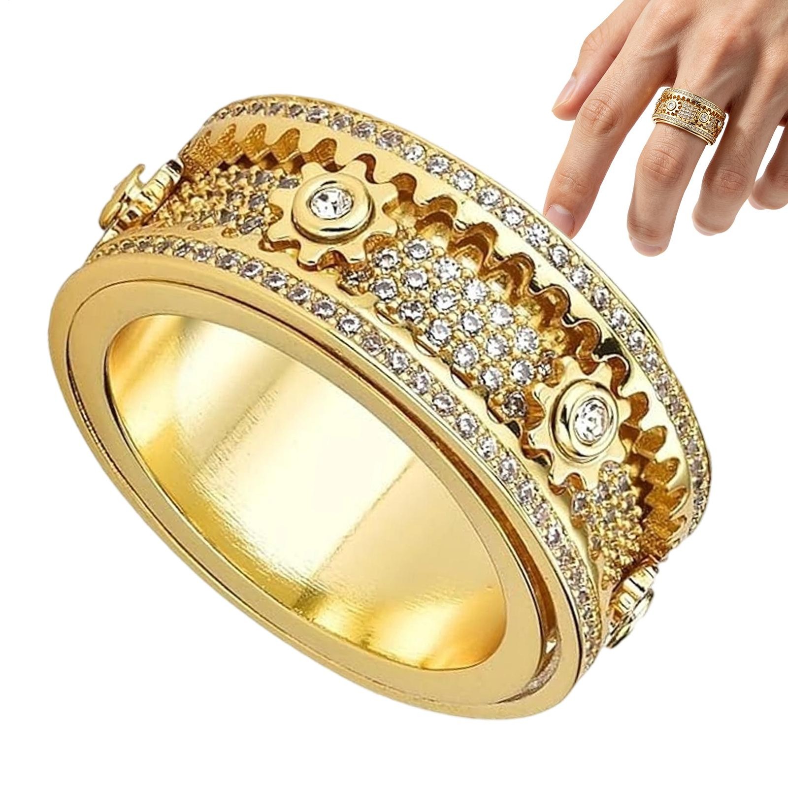 Gear Spinner Ring Mechanical Design for Men Women Anxiety Relief Band Style