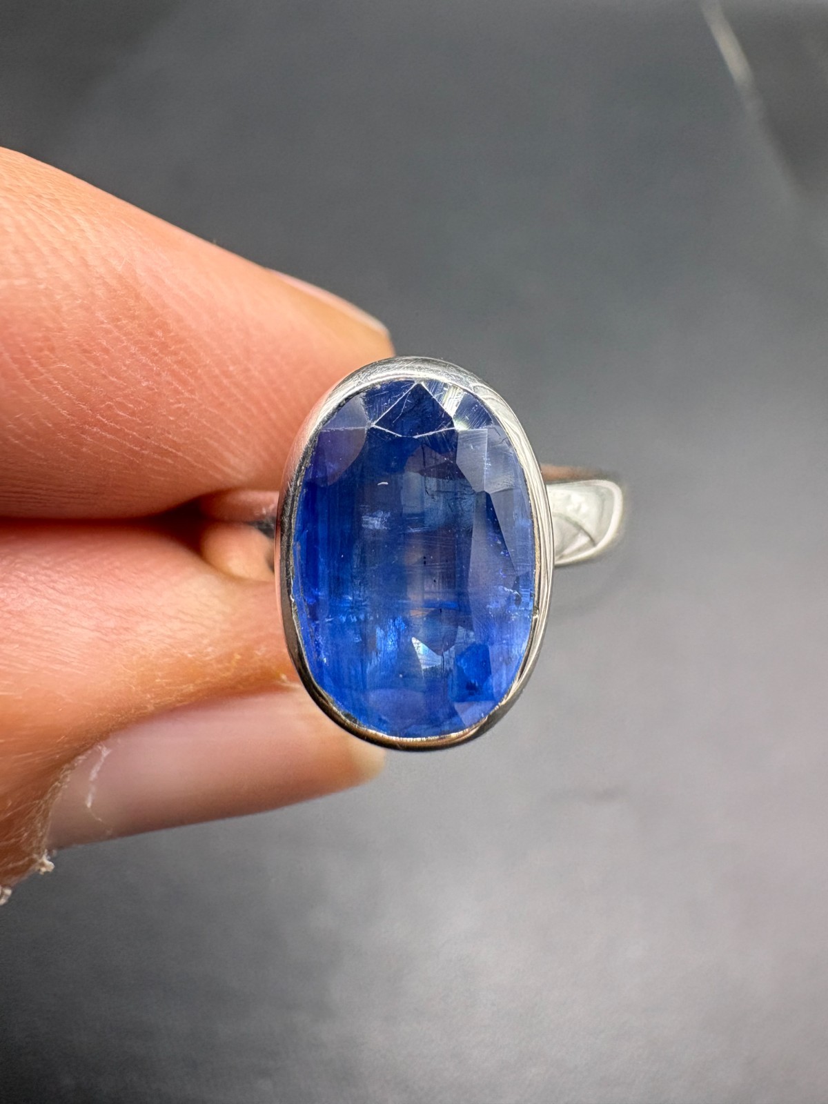 Himalayan Kyanite Sterling Silver Ring | Royal Blue Gemstone, US Size 8